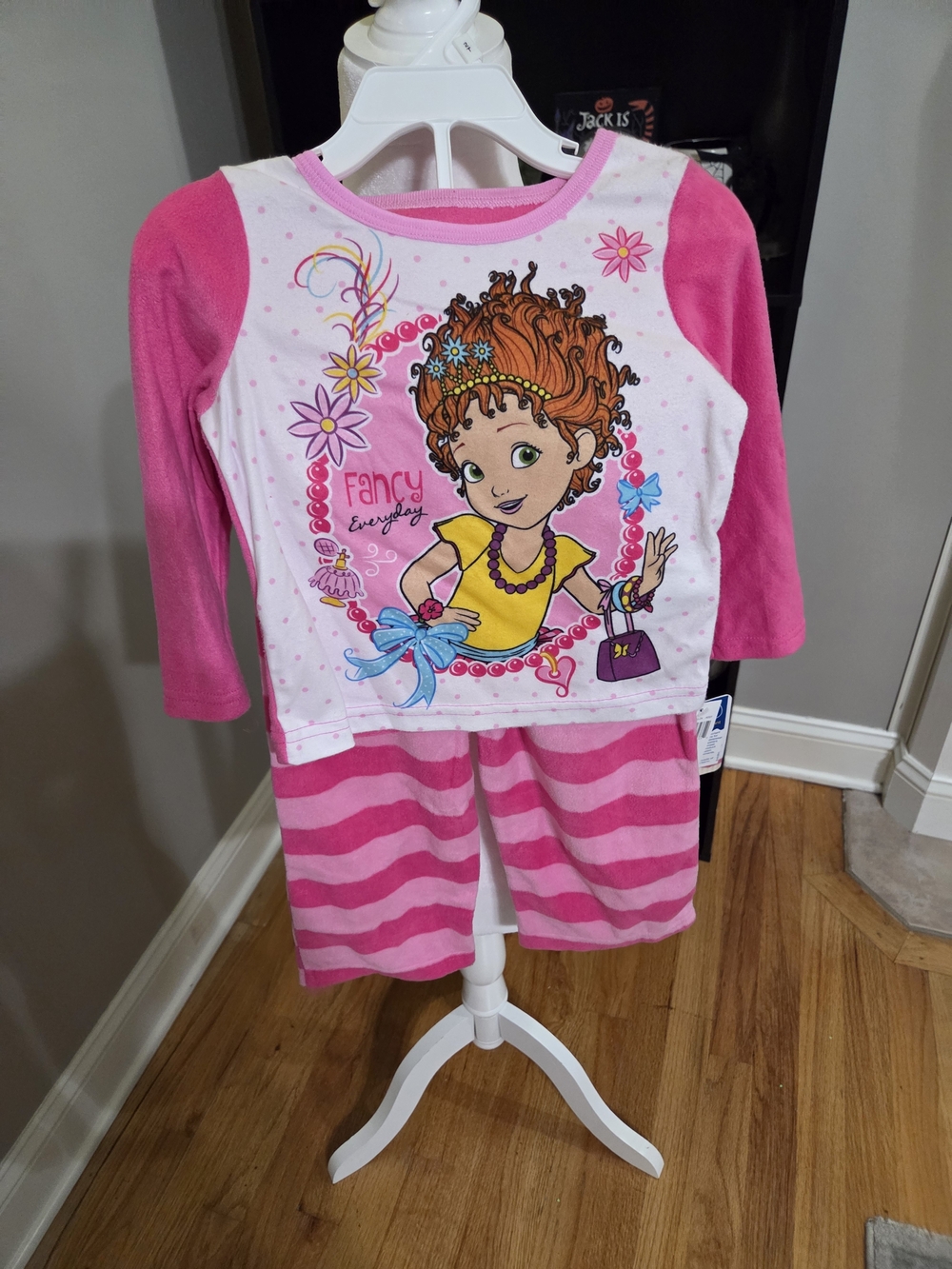 Girls' Pink Character Stripe Pajama Set - Fancy Everyday